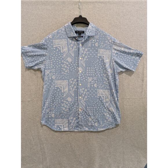 Daniel Cremieux Paisley Button Up Shirt Mens XL Short Sleeve Supima Cotton Blue - Picture 1 of 8